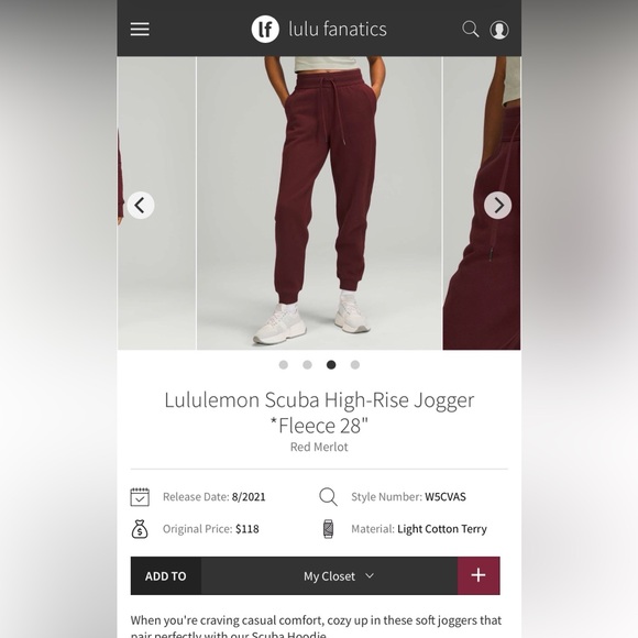 Lululemon women’s burgundy scuba joggers size 4 - Picture 5 of 5